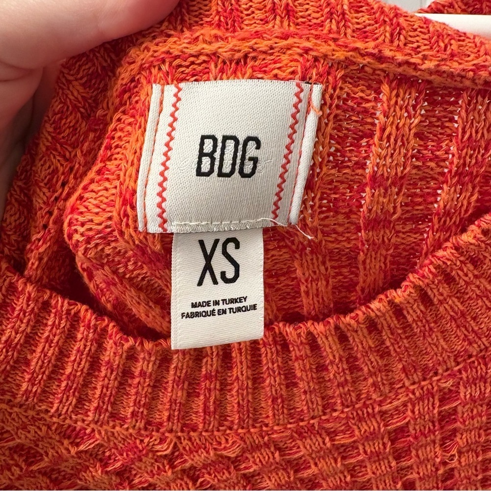 Urban Outfitters BDG Max Waffle Knit Pullover Sweater Orange Size Extra Small - Picture 4 of 4